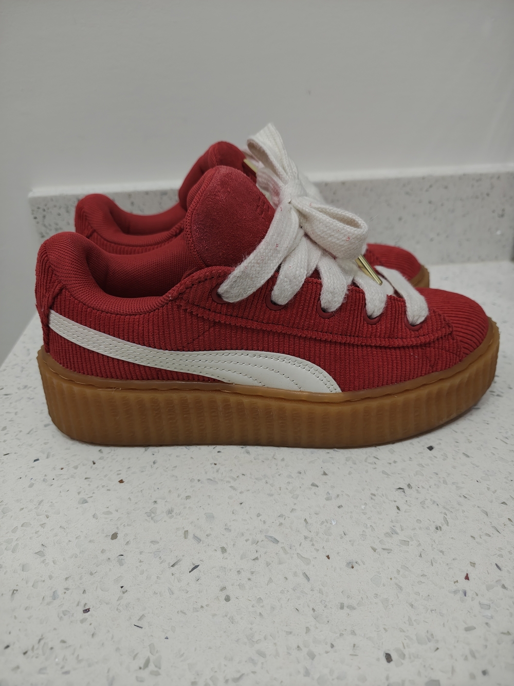 Puma X Fenty Size 4 Womens Red The Creeper Phatty Corduroy Sneakers - Picture 3 of 10